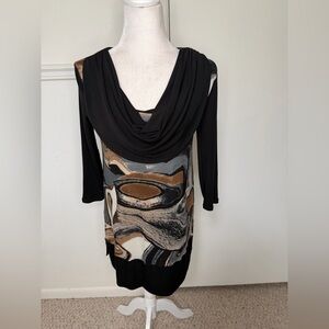 Eva Varro Black and Brown Cowl Neck top size S